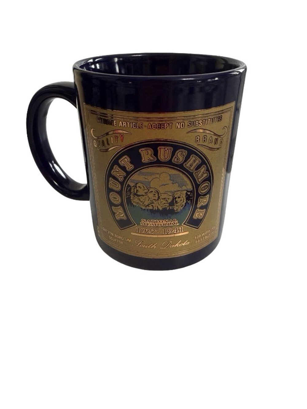 Mount Rushmore South Dakota Souvenir Coffee Mug National Memorial Blue Ceramic C